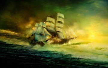 フクロウによる海戦 Oil Paintings